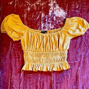 Scrunchy stretchy mustard yellow crop top